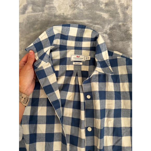 Vineyard Vines Women’s Performance Blue and White Plaid Full Button Up 00 - Picture 8 of 8